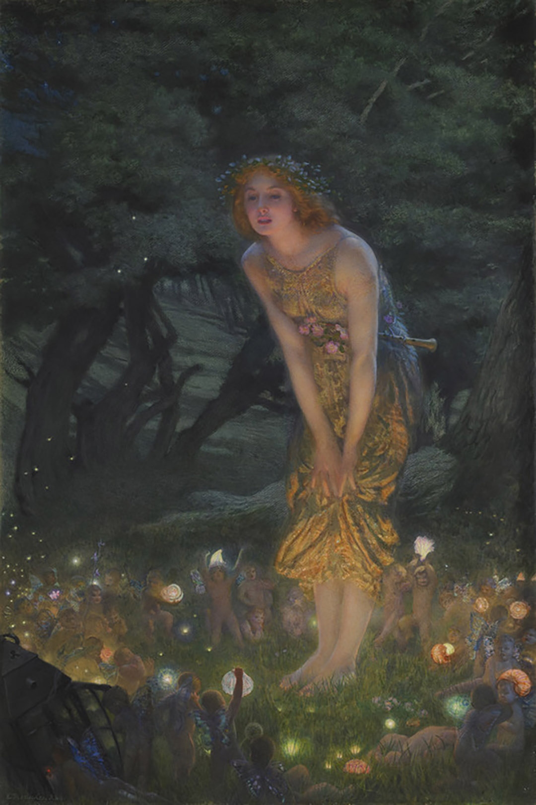 Tác phẩm “Midsummer Eve” (Đêm giữa mùa hè) của họa sĩ Edward Robert Hughes, năm 1851–1914. Tranh màu nước với màu gouache; kích thước: 45 inch x 30 inch. (Ảnh: Tài liệu công cộng)
