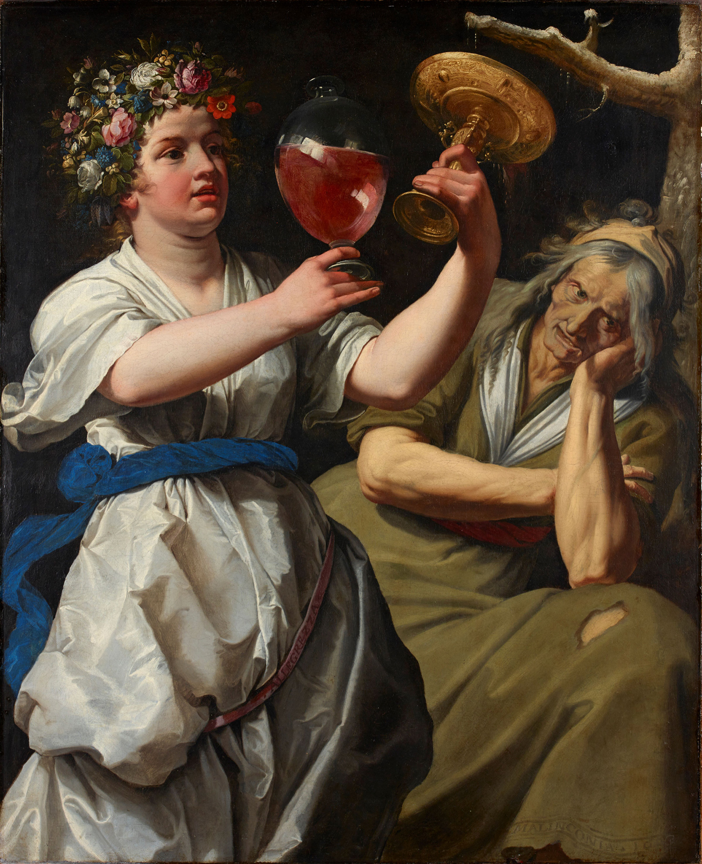 Tác phẩm “Allegory of Joy and Melancholy” (Câu chuyện ngụ ngôn về niềm vui và nỗi buồn) của họa sĩ Abraham Janssens I, năm 1628. Sơn dầu trên vải canvas. Bảo tàng Ashmolean, Oxford, Vương quốc Anh. (Ảnh: Tài liệu công cộng)