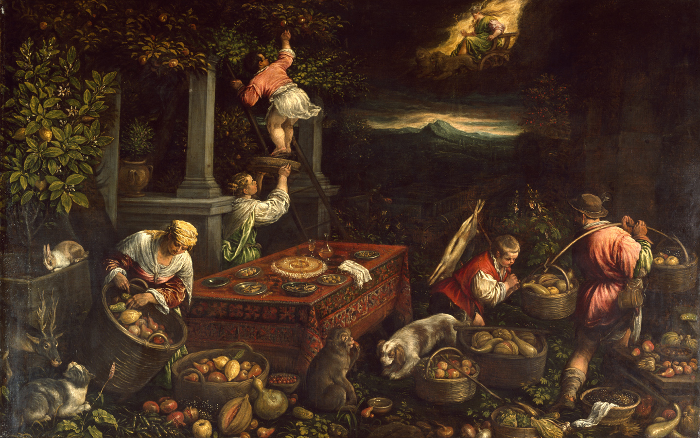Tác phẩm “Allegory of the Element Earth” (Câu chuyện ngụ ngôn về nguyên tố Đất) của họa sĩ Leandro Bassano, khoảng năm 1580. Sơn dầu trên vải canvas. Bảo tàng Nghệ thuật Walters, Baltimore. (Ảnh: Tài liệu công cộng)