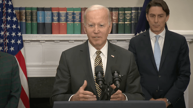 Tổng thống Joe Biden nhận xét về các hành động bổ sung đang được thực hiện nhằm giảm chi phí năng lượng và tăng cường an ninh năng lượng tại Phòng Roosevelt ở Tòa Bạch Ốc, vào ngày 19/10/2022. (Ảnh: Tòa Bạch Ốc/Ảnh chụp màn hình qua NTD)