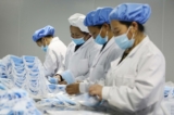Nhân viên làm khẩu trang y tế tại xưởng của một công ty sản xuất thiết bị bảo hộ y tế ở huyện Cát Thủ, tỉnh Hồ Nam, miền trung Trung Quốc, hôm 28/01/2021. (Ảnh: STR/AFP qua Getty Images)