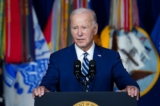 Tổng thống Joe Biden có bài diễn thuyết đánh dấu kỷ niệm một năm ngày ông ký ban hành Đạo luật Lời hứa sẽ Giải quyết các Chất độc Toàn diện (PACT) tại Trung tâm Y tế Bộ Cựu chiến binh George E. Wahlen ở thành phố Salt Lake, Utah, hôm 08/10/2023. (Ảnh: Madalina Vasiliu/The Epoch Times)