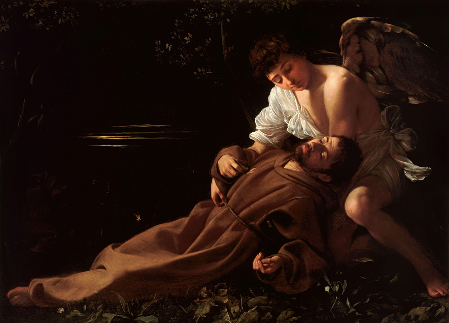 Tác phẩm “Saint Francis of Assisi in Ecstasy” (Thánh Francis thành Assisi trong nhập định) do danh họa Caravaggio vẽ khoảng năm 1594. Sơn dầu trên vải canvas; kích thước: 36.3 inches x 50.1 inches (~92cm x 127cm), Bảo tàng Nghệ thuật Wadsworth Atheneum, Harford, Connecticut. (Ảnh: Tài liệu công cộng)