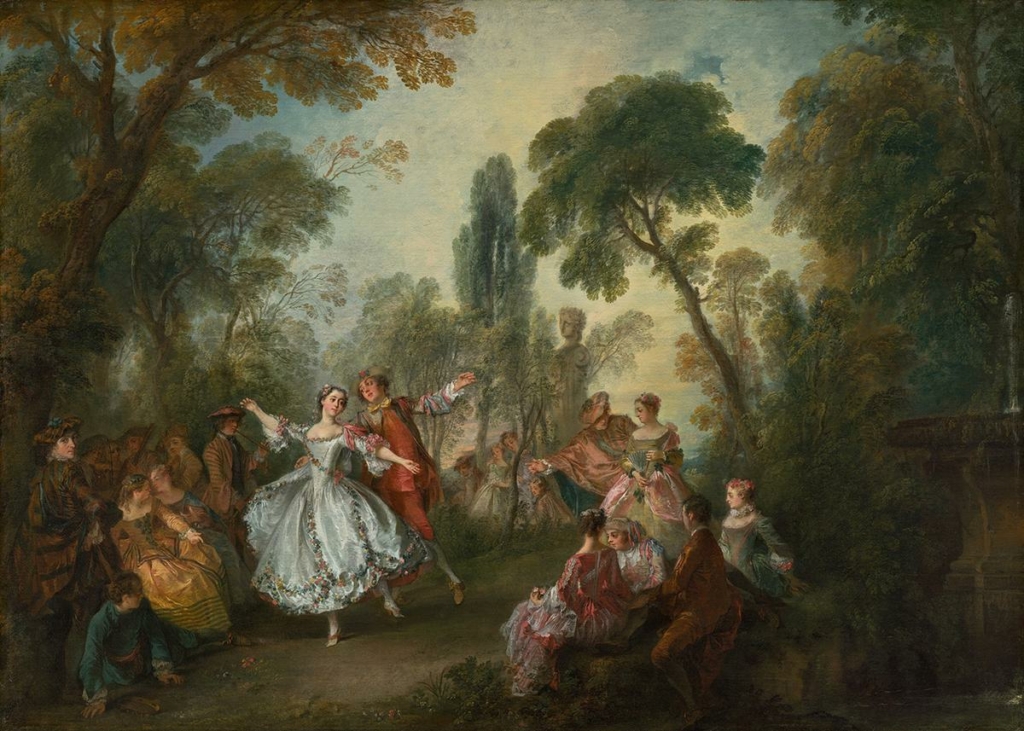 Tác phẩm “Camargo khiêu vũ” (La Camargo Dancing), tranh của họa sĩ Nicolas Lancret, năm 1730. Tranh sơn dầu trên vải canvas; kích thước 30 inch x 42 inch (~76cm x 107cm). Phòng trưng bày Nghệ thuật Quốc gia, Thủ đô Hoa Thịnh Đốn. (Ảnh: Tài liệu công cộng)