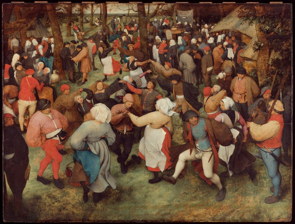 Bức tranh “Vũ điệu ngày cưới” (The Wedding Dance) do họa sĩ Pieter Bruegel cha vẽ năm 1525-1569. Tranh sơn dầu trên bảng gỗ; kích thước 47 inch x 62 inch (~119cm x 157cm). Viện Nghệ thuật Detroit. (Ảnh: Tài liệu công cộng)