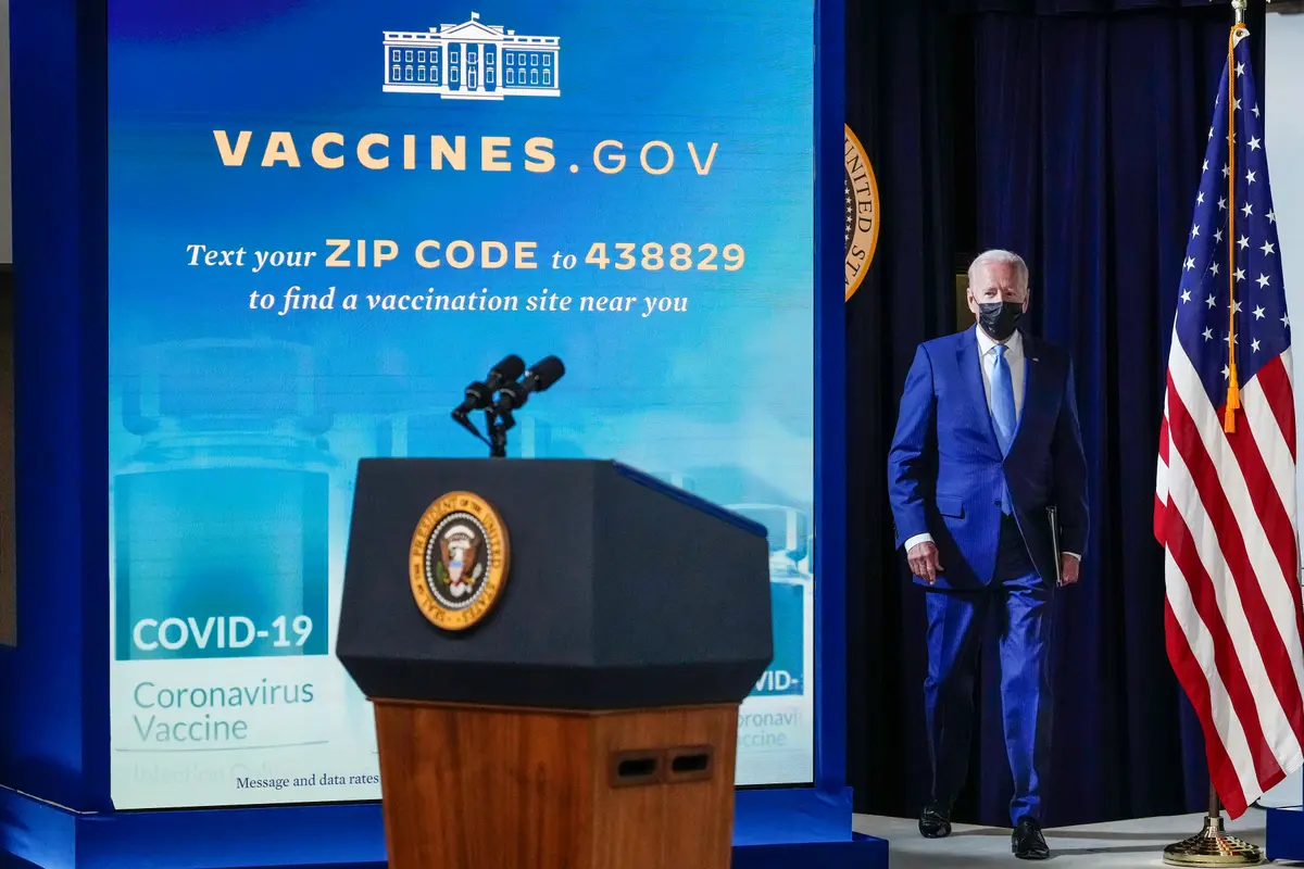 Tổng thống Joe Biden chuẩn bị trình bày về vaccine COVID-19 tại khu phức hợp Tòa Bạch Ốc ở Hoa Thịnh Đốn vào ngày 23/08/2021