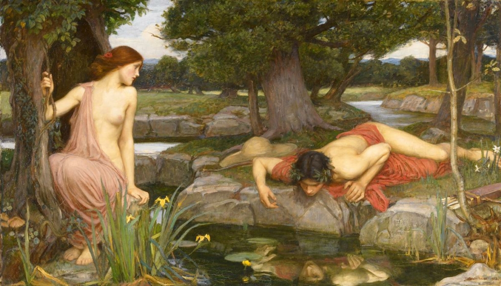 Bức tranh “Echo and Narcissus” (Nàng Echo và chàng Narcissus) của họa sĩ John William Waterhouse vẽ năm 1903. Sơn dầu trên vải canvas. Phòng trưng bày Nghệ thuật Walker, Liverpool, Anh quốc. (Ảnh: Tài liệu công cộng)