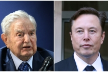Nhà đầu tư đồng thời là nhà từ thiện người Mỹ gốc Hungary George Soros (Trái) tại Davos, Thụy Sĩ, vào ngày 24/05/2022 và Giám đốc điều hành Tesla Elon Musk (Phải) tại San Francisco hôm 24/01/2023. (Ảnh: Fabrice Coffrini/AFP/Justin Sullivan/qua Getty Images)