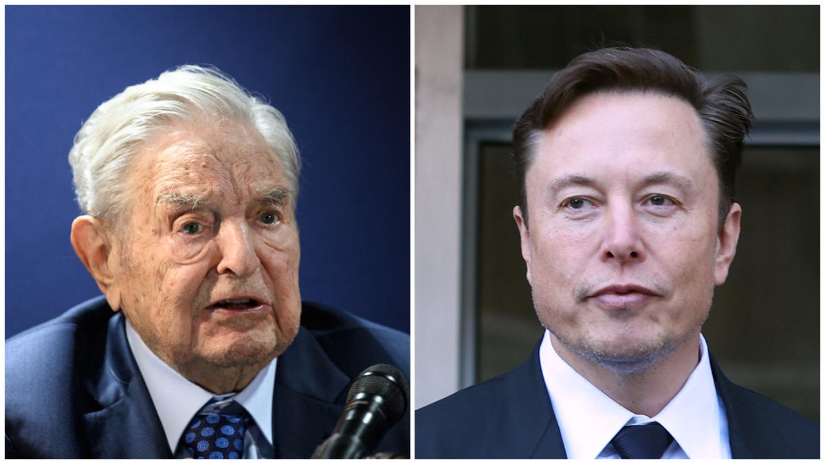 Nhà đầu tư đồng thời là nhà từ thiện người Mỹ gốc Hungary George Soros (Trái) tại Davos, Thụy Sĩ, vào ngày 24/05/2022 và Giám đốc điều hành Tesla Elon Musk (Phải) tại San Francisco hôm 24/01/2023. (Ảnh: Fabrice Coffrini/AFP/Justin Sullivan/qua Getty Images)