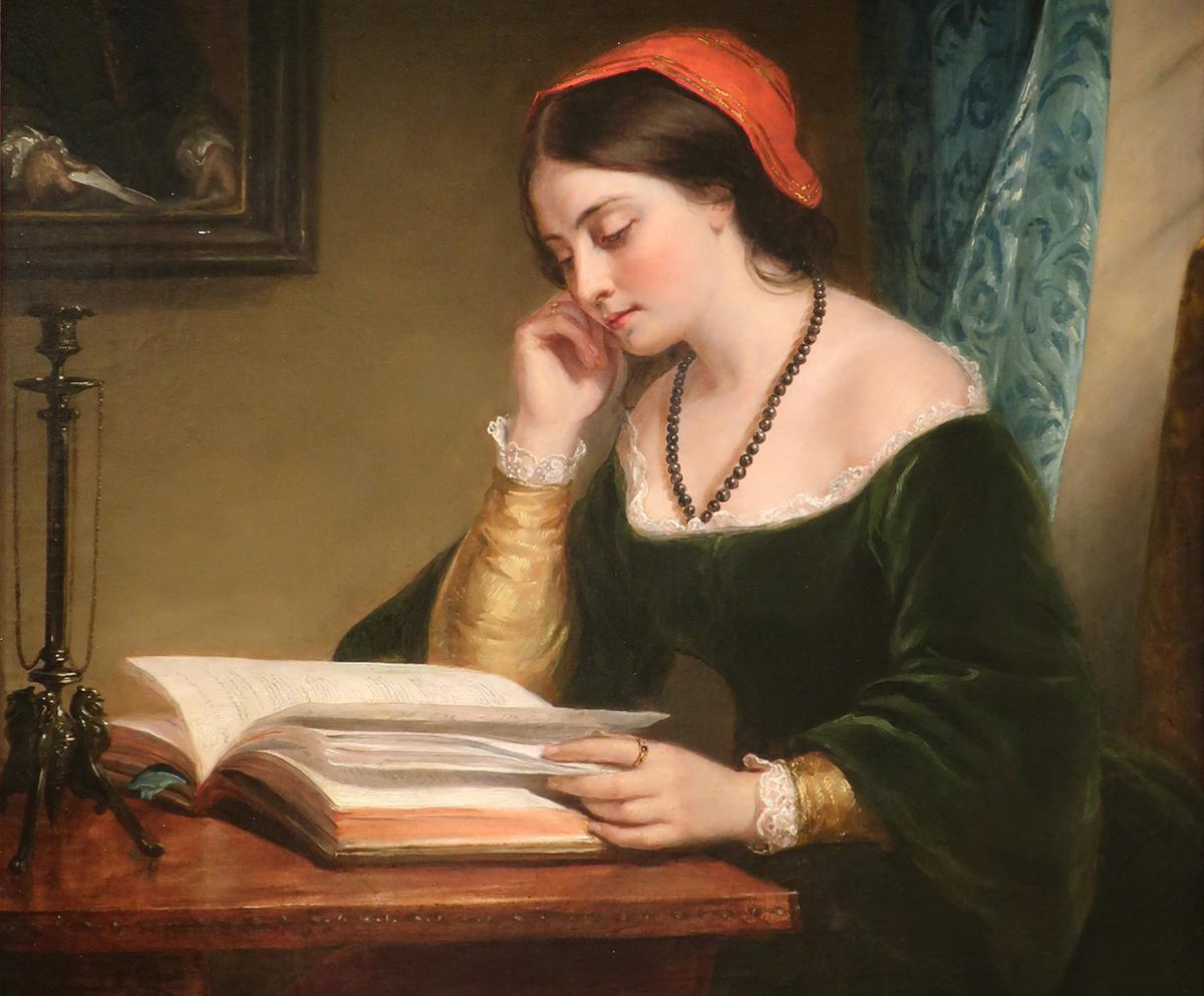 Một phần bức tranh “The Fair Student (Girl Reading),” năm 1858, của họa sĩ Daniel Huntington. (Ảnh: Tài liệu công cộng)