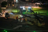 Một chiếc trực thăng chở con tin được Hamas thả hạ cánh ở Petah Tikva, Israel, hôm 24/11/2023. (Ảnh: Ohad Zwigenberg/AP Photo)
