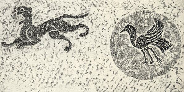 Con quạ ba chân trong tranh tường thời nhà Hán. (Ảnh: Tài sản công)