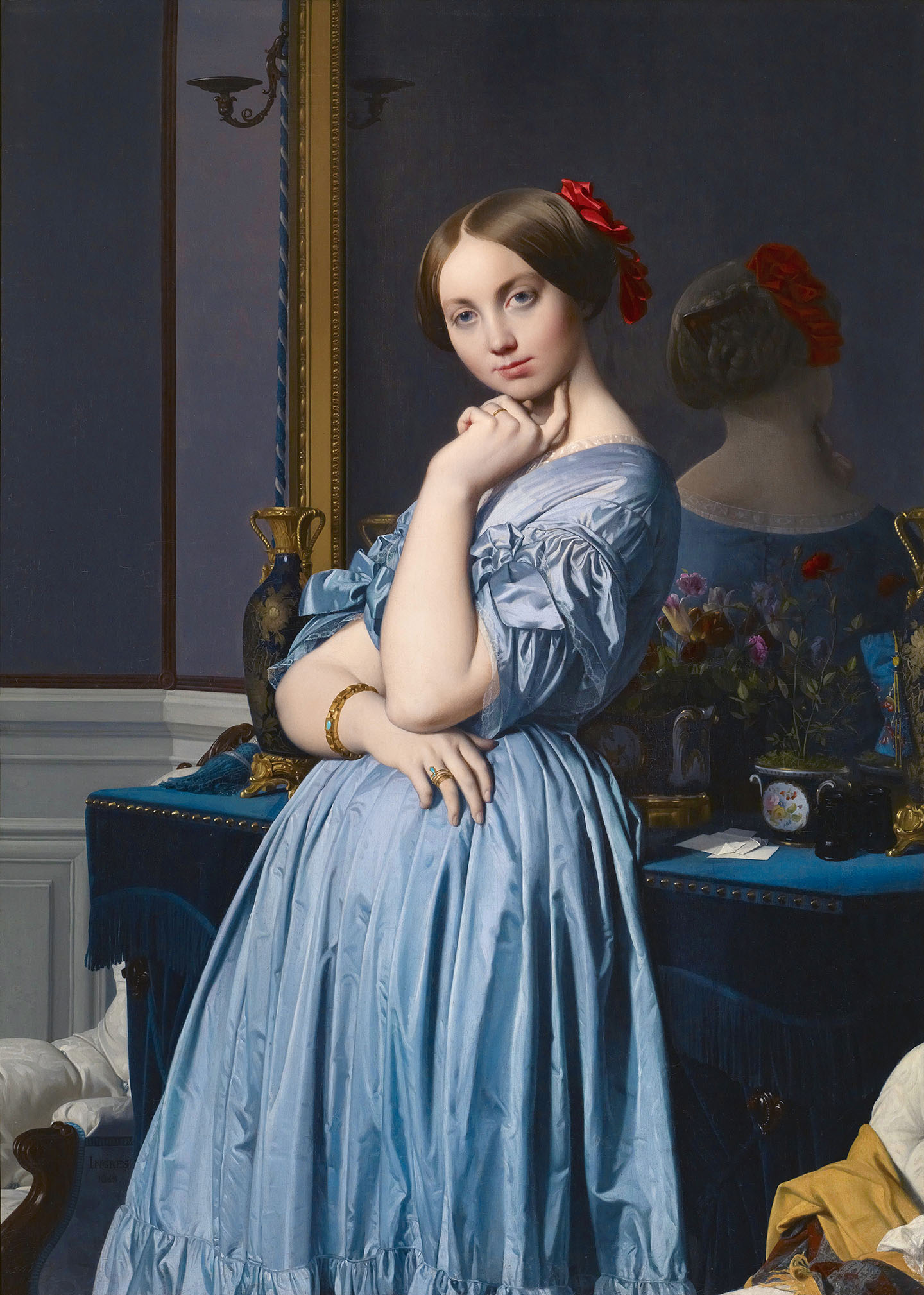 Bức chân dung “Louise, Princesse de Broglie, Later the Comtesse d’Haussonville” (Louise, Công chúa de Broglie, về sau là Nữ bá tước d’Haussonville) của danh họa Jean-Auguste-Dominique Ingres, năm 1845. Tranh sơn dầu trên vải canvas; kích thước: 51 7/8 inch x 36 1/4 inch (~ 132 cm x 92 cm). Bảo tàng The Frick Collection, Thành phố New York. (Ảnh: Tài liệu công cộng)