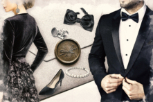 Những yếu tố thiết yếu của trang phục black tie. (Ảnh: Minh họa của The Epoch Times, Shutterstock)