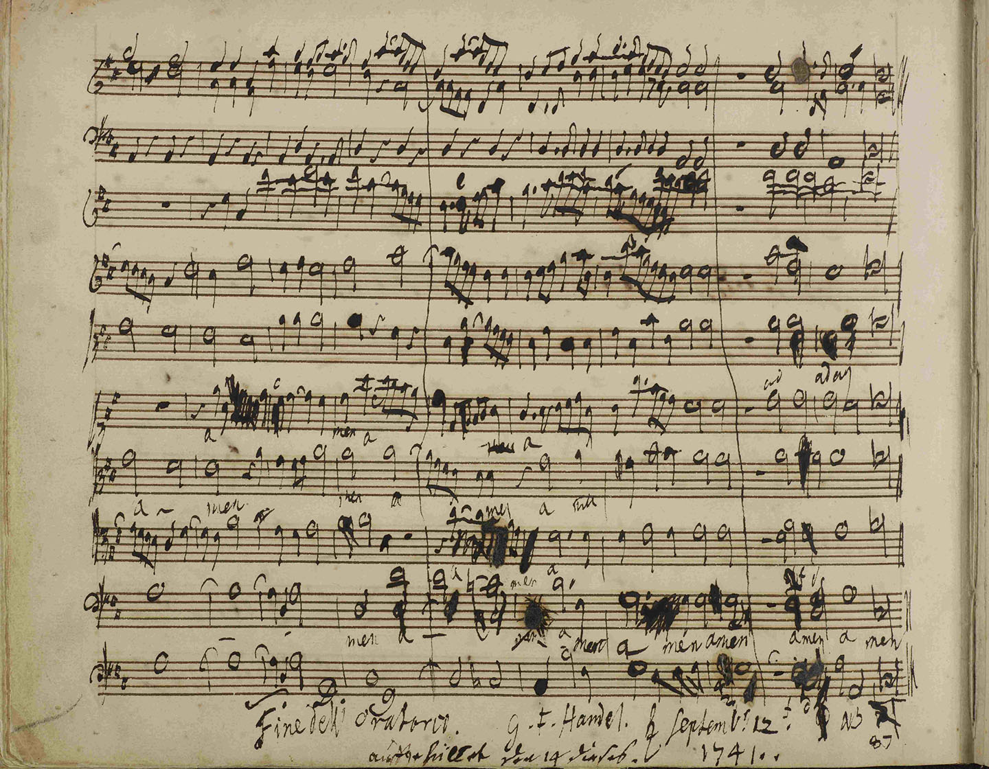 Một trang trong bản thảo sáng tác bài hát “Messiah” của nhà soạn nhạc Handel, ngày 01/01/1741. (Ảnh: Tài liệu công cộng)