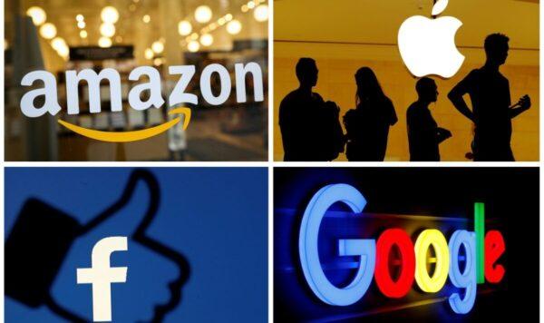 Logo của các công ty Big Tech Amazon, Apple, Facebook, và Google trong một bức ảnh tư liệu. (Ảnh: Reuters)