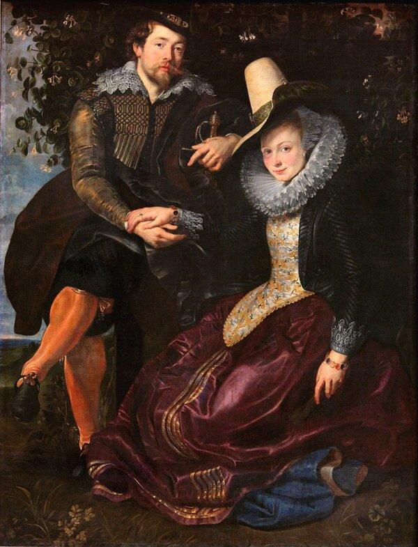 Tác phẩm “Rubens and Isabella Brandt, the Honeysuckle Bower” (Rubens và Isabella Brandt, cùng cây kim ngân hoa) vào khoảng năm 1609–1610, của họa sĩ Peter Paul Rubens. Sơn dầu trên vải canvas; kích thước: 5 3/4 feet x 4 1/2 feet (~154cm x 123cm). Bảo tàng Nghệ thuật Alte Pinakothek, Munich. (Ảnh: Tài liệu công cộng)