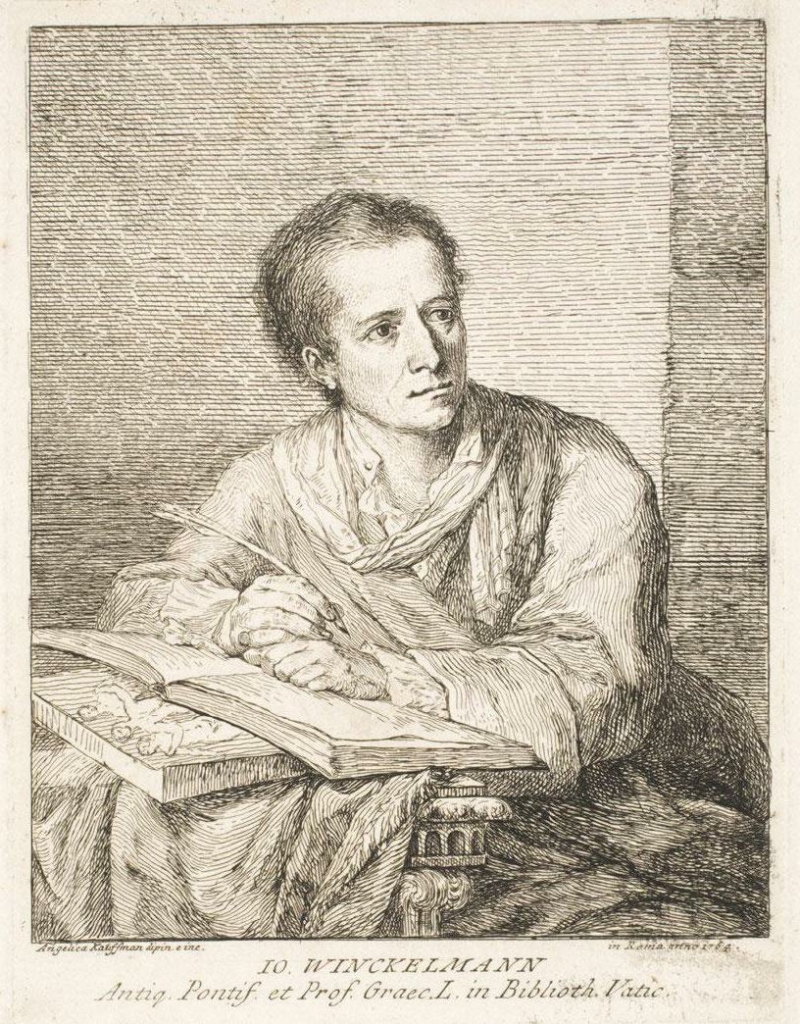 Tác phẩm “Portrait of Johann Joachim Winckelmann” (Chân dung ngài Johann Joachim Winckelmann) của họa sĩ Angelica Kauffmann, năm 1764. Bản khắc acid; kích thước: 7.38 inch x 6 inch (~19cm x 15cm). Bảo tàng Nghệ thuật Philadelphia. (Ảnh: Tài liệu công cộng)