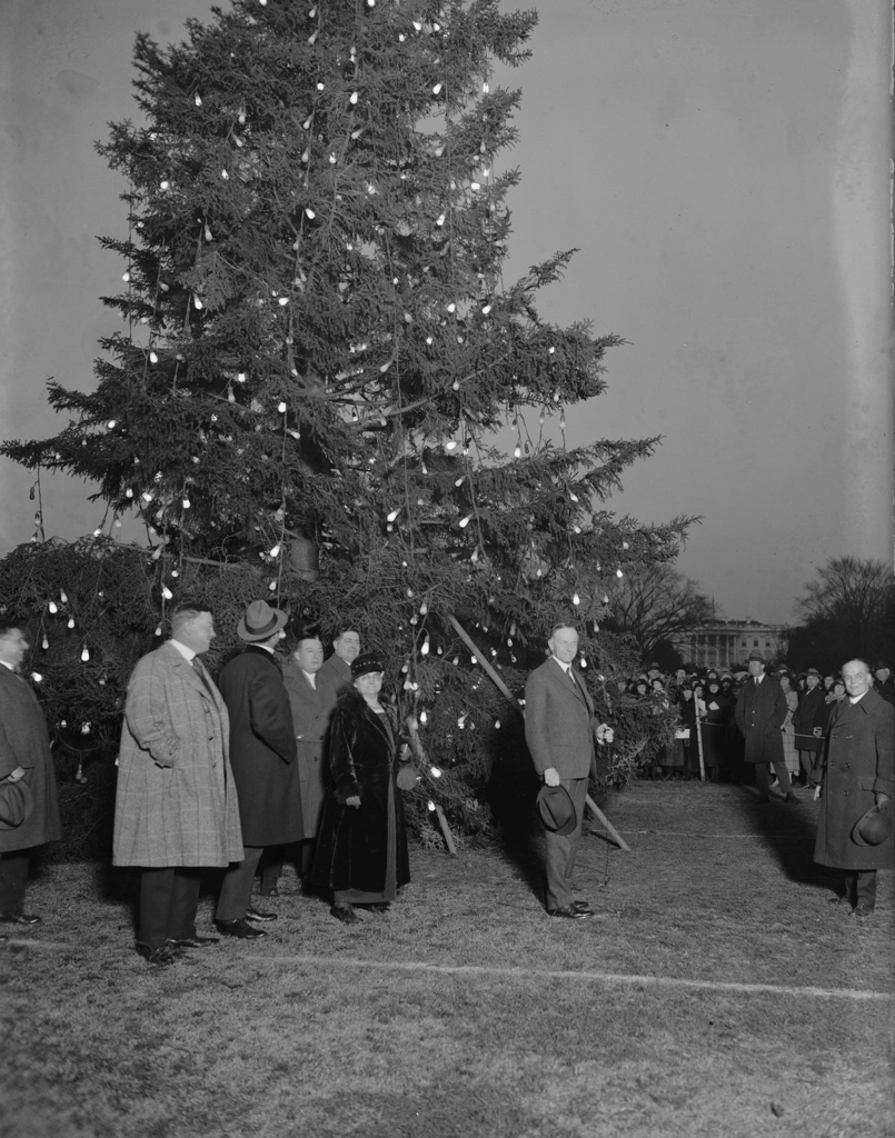Tổng thống Calvin Coolidge trong buổi thắp sáng cây thông Giáng Sinh Quốc gia vào ngày 24/12/1923. Thư viện Quốc hội. (Ảnh: Tài liệu công cộng)
