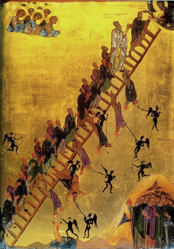 Tác phẩm “The Ladder of Divine Ascent” (Chiếc Thang Thăng Thiên) hay “The Ladder of Paradise” (Chiếc Thang Thiên Đàng) thế kỷ 12, khuyết danh. Tranh biểu tượng. Tu viện Thánh Catherine, Núi Sinai ở Ai Cập. (Ảnh: PD-US)