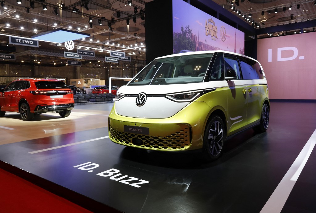 Ngày 05/10/2023, Volkswagen ID. Buzz đã được ra mắt tại Triển lãm xe hơi quốc tế ở Doha, Qatar. (Ảnh: Elie Bekhazi/GIMSQAT)