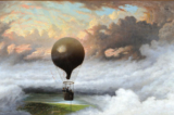 Bức tranh “A Balloon in Mid-Air” (Một khinh khí cầu bay trên không trung), năm 1875, của họa sĩ Jules Tavernier. Tranh sơn dầu trên vải canvas. Bộ sưu tập tư nhân. (Ảnh: Tài liệu công cộng)