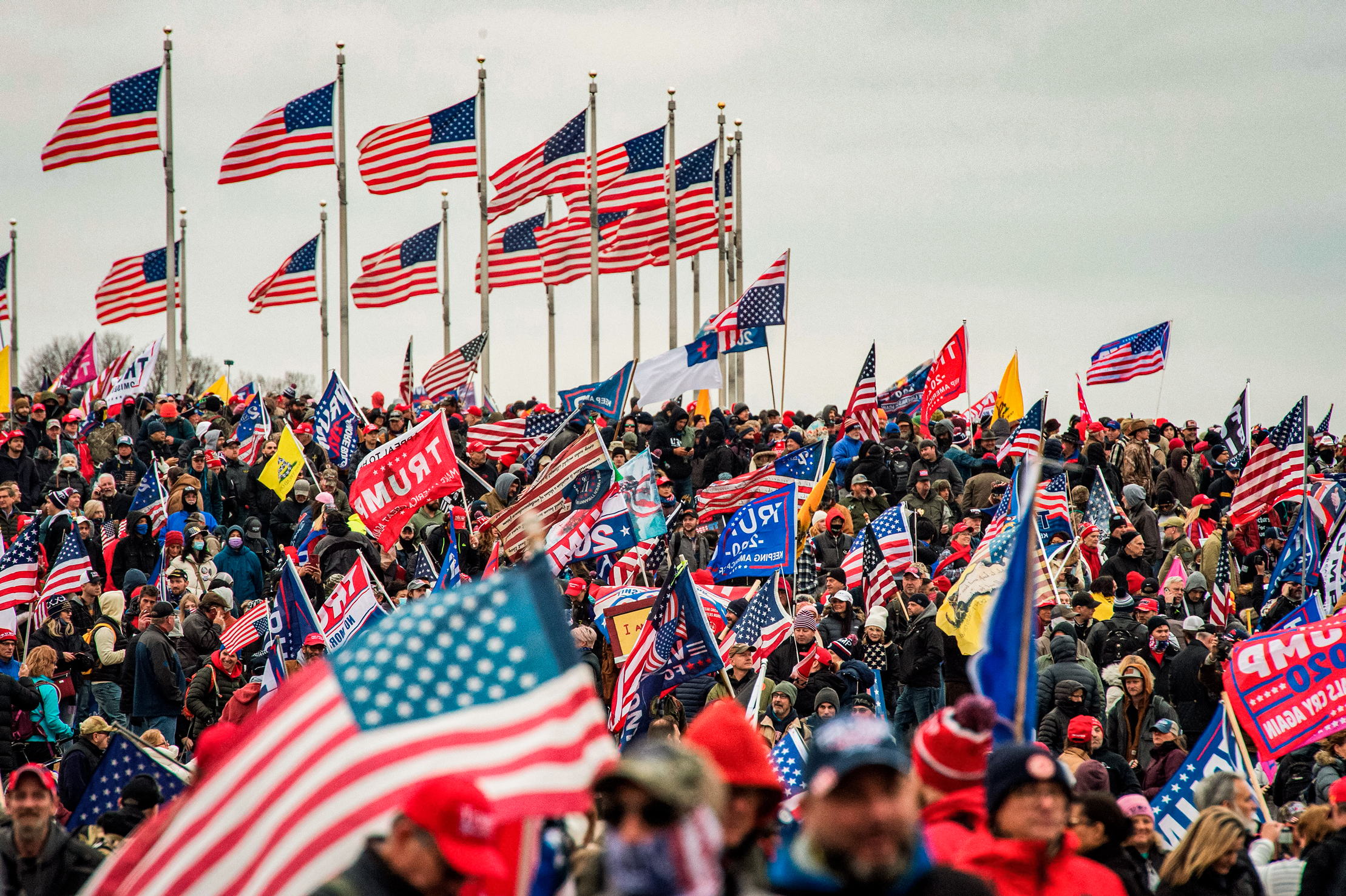 Hàng ngàn người ủng hộ Tổng thống Donald Trump tập trung tại Washington Mall để tham dự một cuộc tập hợp ở thủ đô Hoa Thịnh Đốn vào ngày 06/01/2021. (Ảnh: Joseph Prezioso/AFP qua Getty Images)