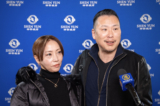 Ông Akira Sakagami và phu nhân Fumiko Sakagami thưởng thức chương trình Nghệ thuật Biểu diễn Shen Yun tại Nhà hát ROHM Theatre Kyoto hôm 04/01/2024. (Ảnh: Fujino Wei/The Epoch Times)