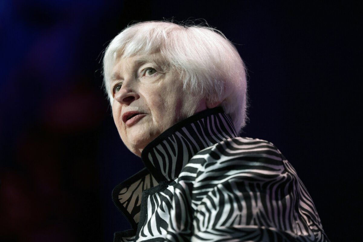 Bộ trưởng Ngân khố Janet Yellen nói tại New York hôm 20/09/2023. (Ảnh: Julia Nikhinson/AP Photo)