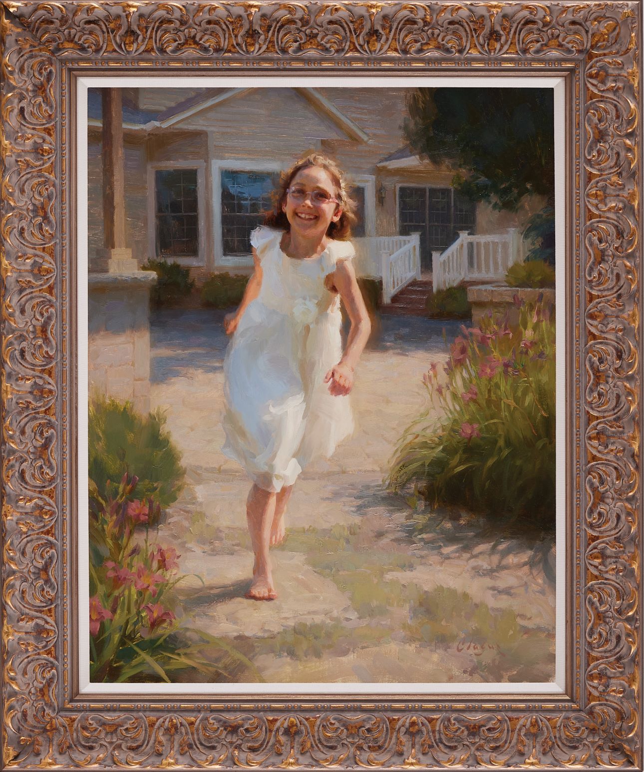Tác phẩm đạt giải đồng “Jenna’s Joy” (Niềm vui của bé Jenna) của họa sĩ Adam Clague đến từ Hoa Kỳ. Tranh sơn dầu trên vải Canvas; 30 inch x 24 inch. (~ 76cm x 61cm) (Ảnh: Cuộc thi Vẽ tranh Nhân vật Quốc tế NTD)