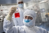 Một kỹ sư đang nhìn lọ tế bào thận của khỉ khi anh thực hiện thử nghiệm trên vaccine thử nghiệm ngừa virus COVID-19 bên trong Phòng Nuôi cấy Tế bào tại cơ sở của công ty dược phẩm Sinovac Biotech ở Bắc Kinh, Trung Quốc, vào ngày 29/04/2020. (Ảnh: Nicolas Asfouri/AFP qua Getty Images)