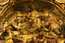Chi tiết tác phẩm “The Transfiguration of Christ” (Sự biến hình của Đấng Christ) từ bức tranh chính sau bệ thờ. Tác phẩm của nghệ sĩ Alonso Berruguete, khoảng năm 1560. Sacra Capilla del Salvador (Nhà nguyện thánh El Salvador), thành phố Úbeda, Tây Ban Nha. (Ảnh: Peter Heidelberg/Shutterstock)
