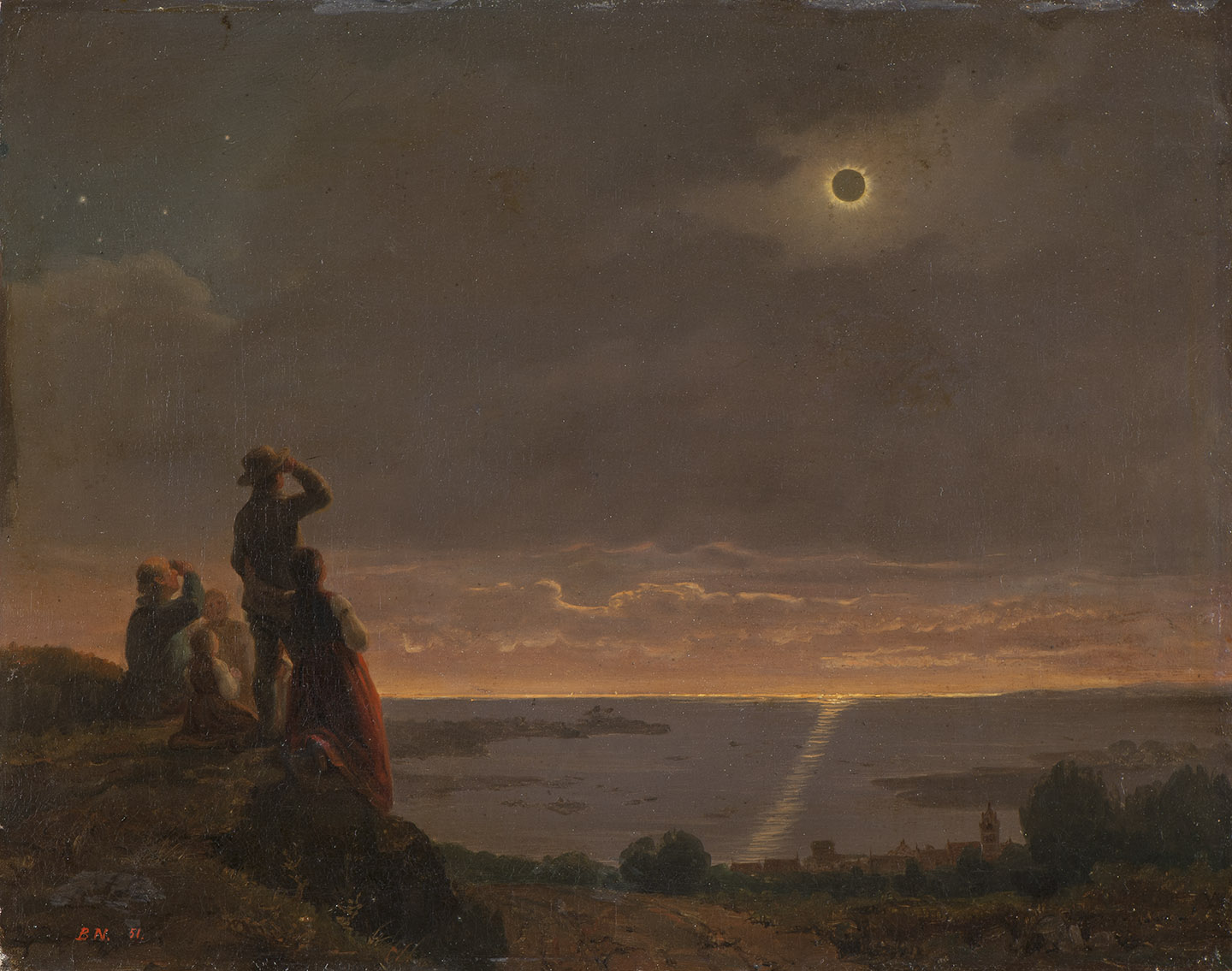 Tác phẩm “Solar Eclipse” (Nhật thực) của họa sĩ Bengt Nordenberg, năm 1851. Tranh sơn dầu trên vải canvas. Bảo tàng Mỹ thuật Quốc gia, Stockholm, Thụy Điển. (PUBLIC DOMAIN)