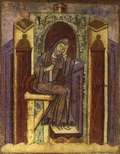 Tu sĩ Notker the Stammler, thế kỷ thứ 10, từ một bản thảo viết tay thời Trung cổ. (Ảnh: Tư liệu công cộng)