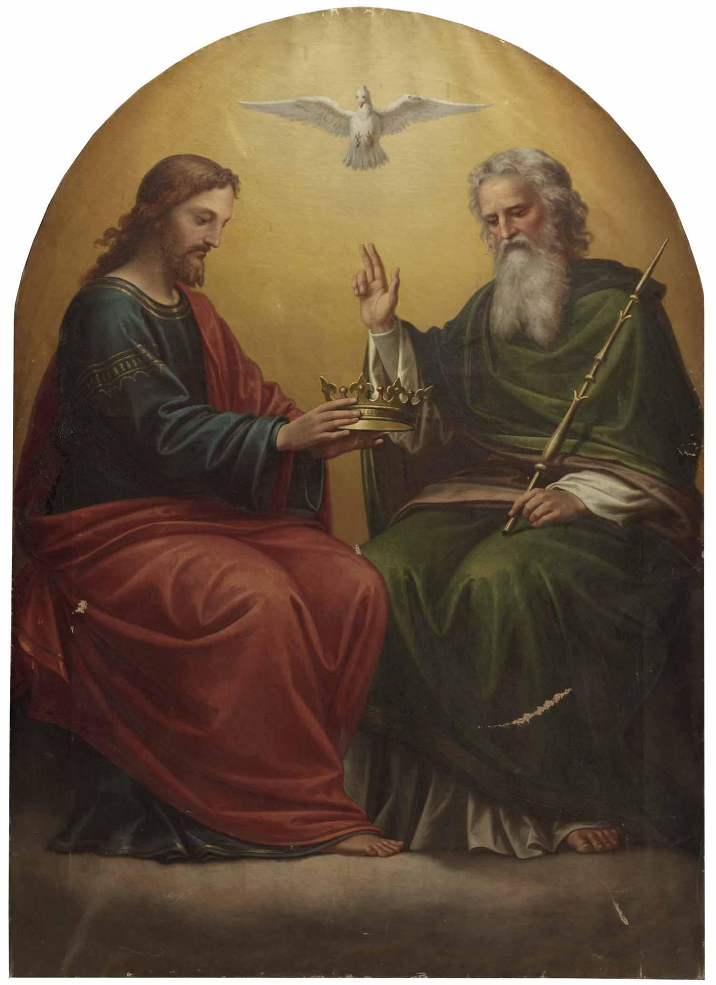 Bức tranh vẽ Chúa Ba Ngôi: Chúa Cha, Chúa Con, và Chúa Thánh Thần, trước năm 1917, của Max Fürst. (Ảnh: Tư liệu công cộng)