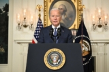 Tổng thống Joe Biden nói về báo cáo của Biện lý đặc biệt Robert Hur về việc ông giải quyết sai tài liệu mật trong Phòng Tiếp tân Ngoại giao của Tòa Bạch Ốc, hôm 08/02/2024. (Ảnh: Mandel Ngan/AFP qua Getty Images)