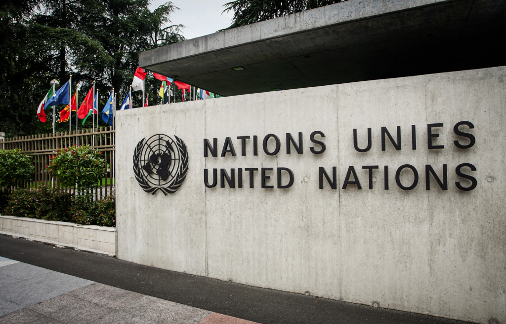 Ảnh chụp Văn phòng Liên Hiệp Quốc tại Geneva, Thụy Sĩ. Chính phủ ông Biden đã trao cho cơ quan di cư của Liên Hiệp Quốc gần 1.3 tỷ USD vào năm 2023. (Ảnh: Johannes Simon/Getty Images)