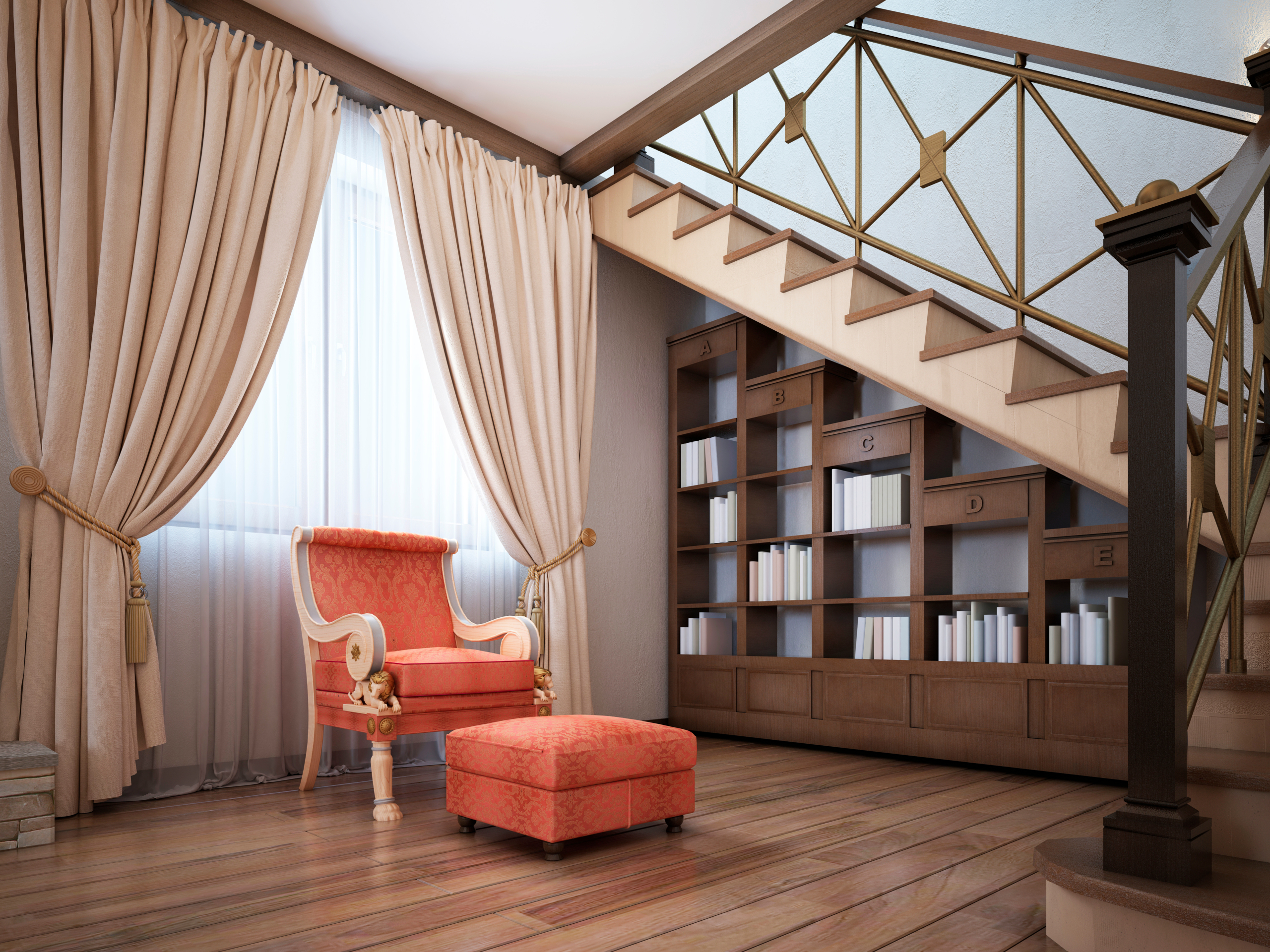 Thực sự rất dễ dàng để tận dụng tốt góc dưới cầu thang, tạo ra một không gian đọc sách thoải mái tại nhà! (Ảnh: Shutterstock)