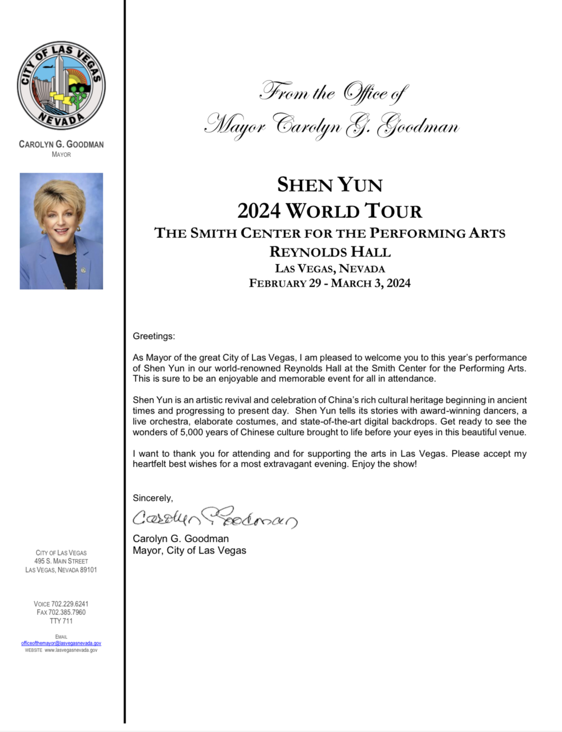 Thống đốc tiểu bang cùng các Thượng Nghị sỹ chúc mừng và chào đón Shen Yun trở lại Las Vegas