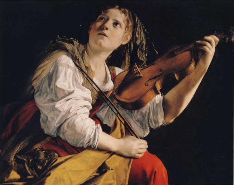 Nhà soạn nhạc Vivaldi dạy và sáng tác nhạc cho một cô gái trẻ, cô Anna Maria dal Violin. Bức tranh “Cô gái chơi vĩ cầm” của họa sĩ Orazio Gentileschi, năm 1624. (Ảnh: Tư liệu công cộng)