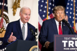 Tổng thống Joe Biden (Ảnh: Brendan Smialowski/AFP qua Getty Images) và Cựu tổng thống Donald Trump (Ảnh: John Fredricks/The Epoch Times)