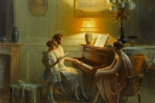 Bức tranh “By the Piano” (Bên Cây Dương Cầm) của họa sĩ Delphin Enjolra. (Ảnh: Tư liệu công cộng)