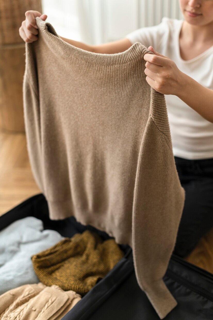 Việc bảo quản áo len bao gồm cả cất giữ đúng cách. (Ảnh: Freepik)