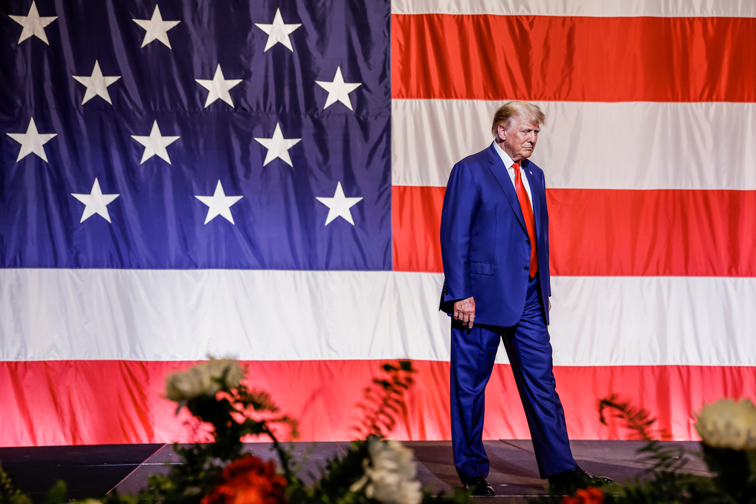 Cựu Tổng thống Donald Trump đến nói chuyện tại đại hội Đảng Cộng Hòa tiểu bang Georgia ở Columbus, Georgia vào ngày 10/06/2023. (Ảnh: Anna Moneymaker/Getty Images)