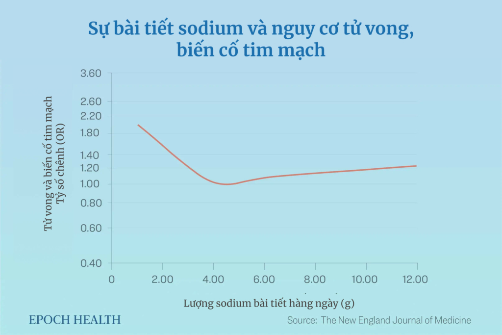 Nghiên cứu khác cho thấy lượng sodium lý tưởng hàng ngày là từ 3-6g. (Ảnh: The Epoch Times)