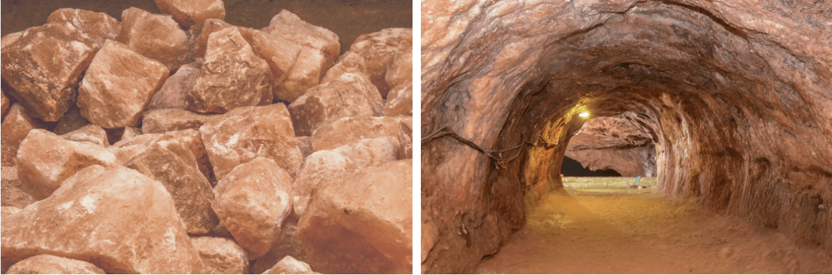 Đá muối bên trong mỏ muối Khewra, mỏ muối lớn thứ hai thế giới và bên trong mỏ muối Khewra. (Ảnh: Bay_Media/Shutterstock)