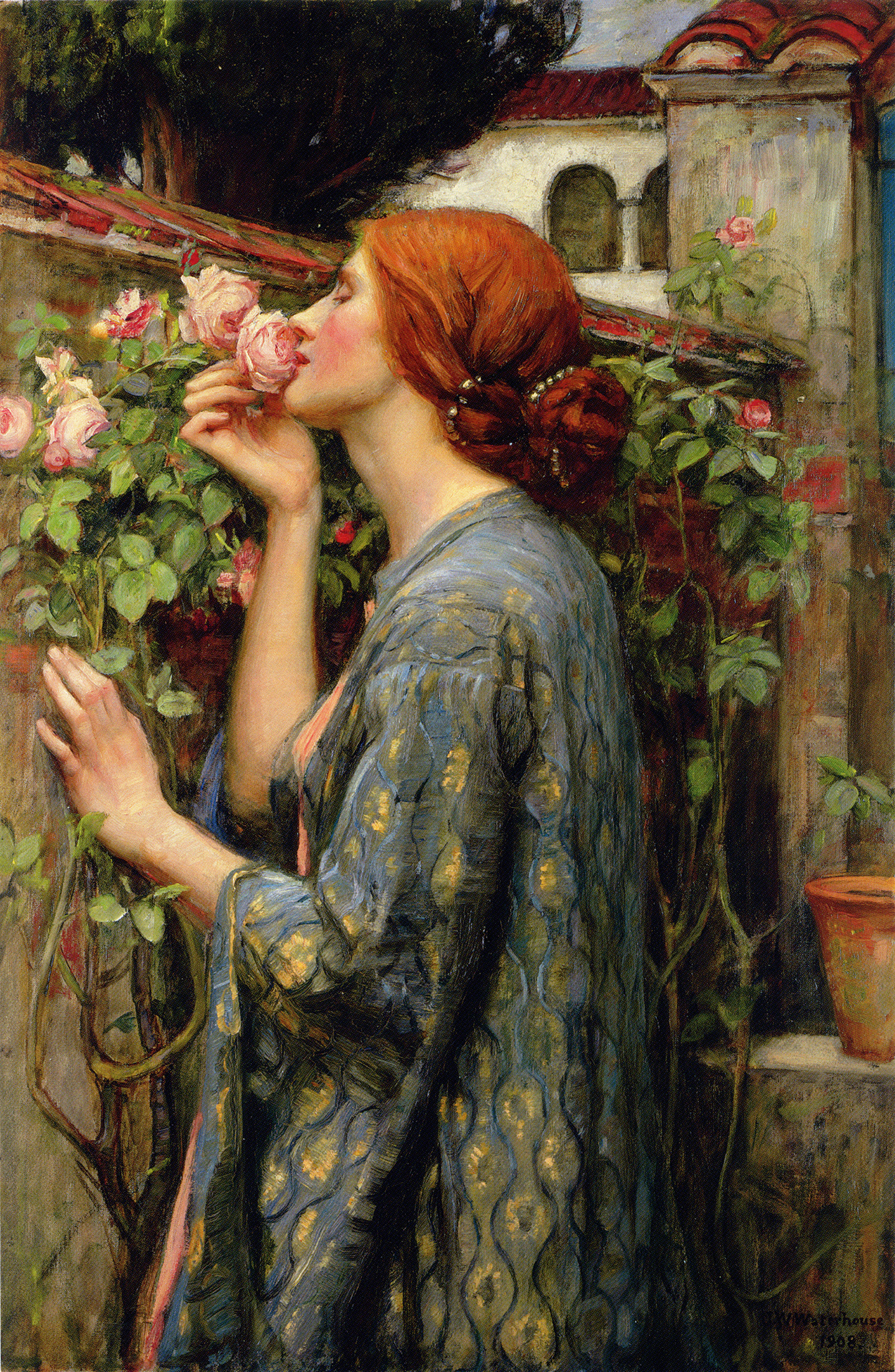 Bức tranh “The Soul of the Rose” (Linh Hồn của Hoa Hồng), năm 1908, của họa sỹ John William Waterhouse. Sơn dầu trên vải canvas; 34 7/10 inches x 23 2/10 inches