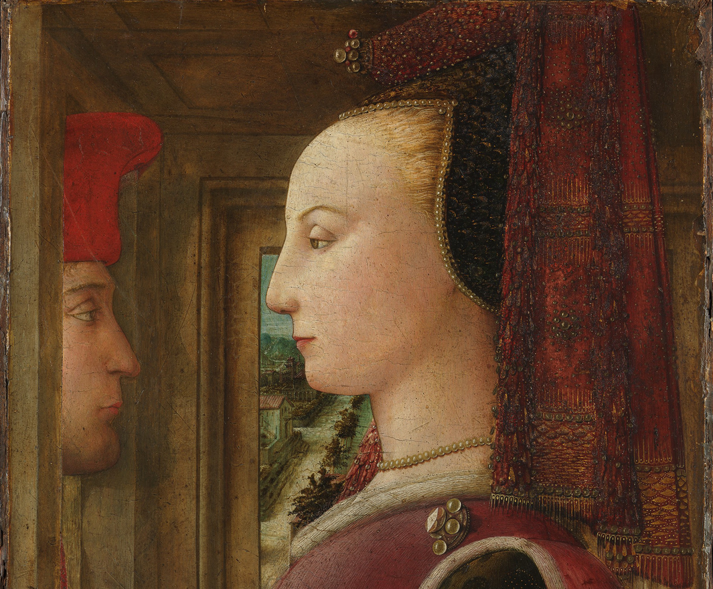 Chi tiết bức tranh “Portrait of a Woman With a Man at a Casement” (Chân dung người phụ nữ và người đàn ông bên cửa sổ) của họa sỹ Fra Filippo Lippi, khoảng năm 1440. (Ảnh: Tư liệu công cộng)