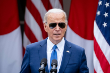 Tổng thống Joe Biden nói chuyện trong một cuộc họp báo chung với Thủ tướng Nhật Bản Fumio Kishida tại Vườn Hồng của Tòa Bạch Ốc, hôm 10/04/2024. (Ảnh: Madalina Vasiliu/The Epoch Times)