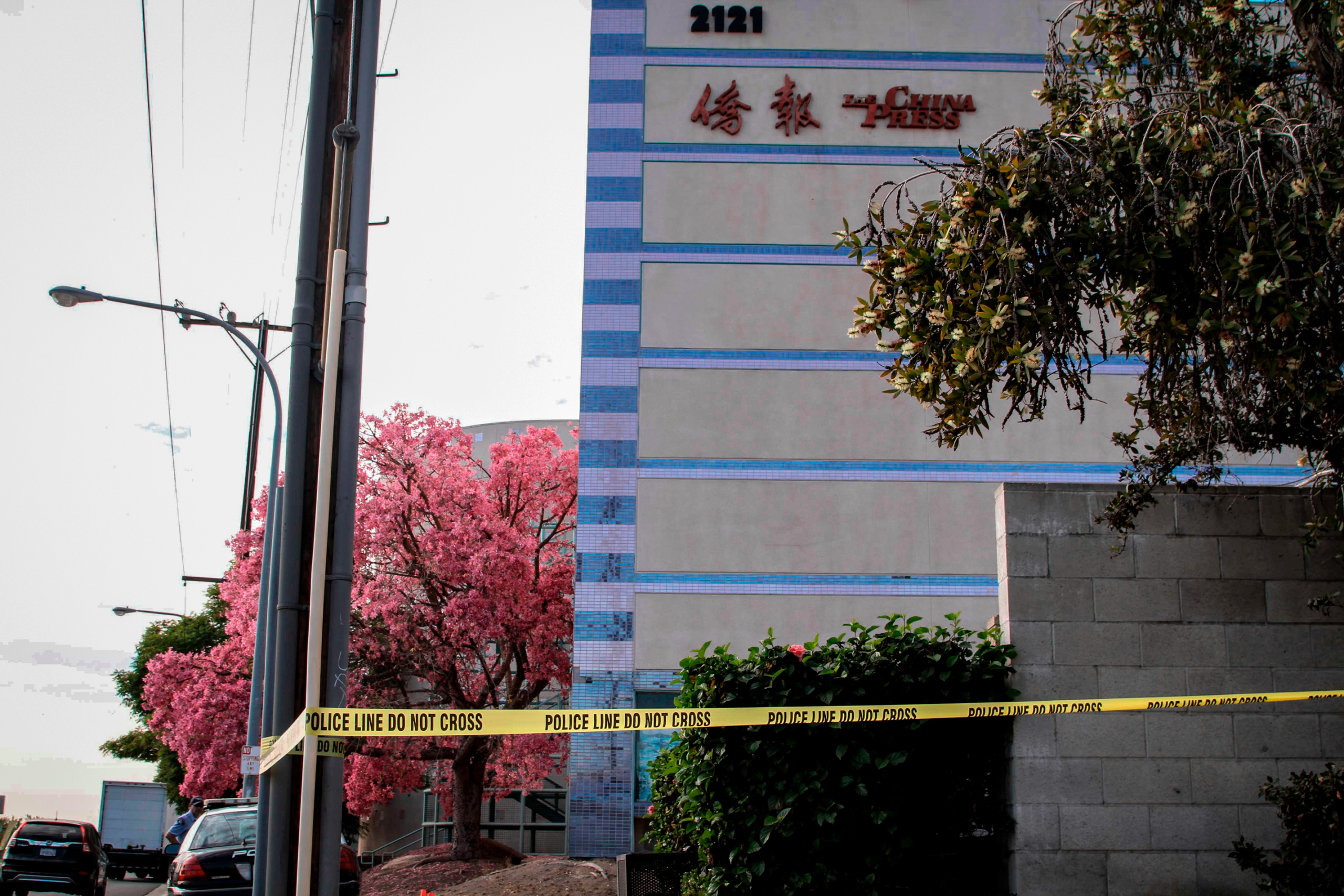 Tòa nhà China Press ở Alhambra, California, vào ngày 16/11/2018. Ông Tạ Nhất Ninh (Xia Yining), người sáng lập kiêm chủ tịch của tờ báo này, đã bị bắn tử vong bên trong văn phòng của ấn phẩm này vào ngày 16/11/2018. (Ảnh: Linda Jiang/The Epoch Times)